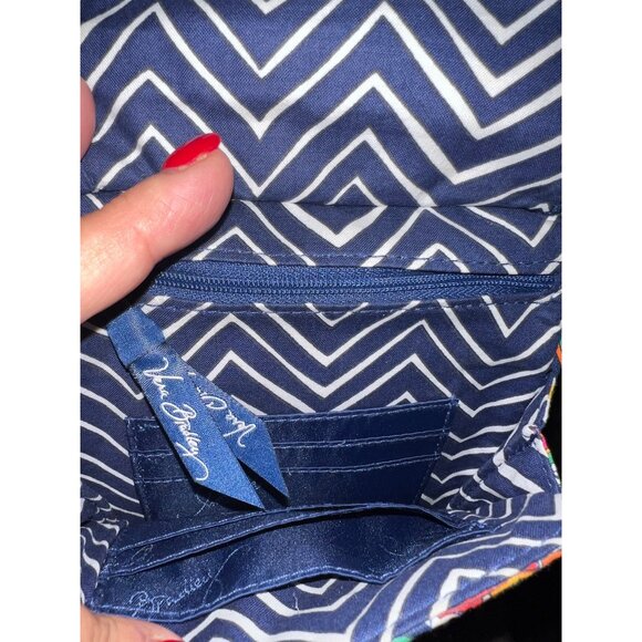 Vera Bradley Mini Crossbody Bag In Colorful Floral Paisley Print With Navy Chevr - Picture 8 of 9